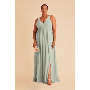 NWT Birdy Grey Laurie Chiffon Sage Maxi Bridesmaid Dress Sz 2X